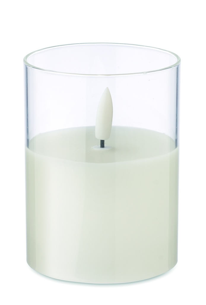 Candela a LED in cera con portacandele in vetro