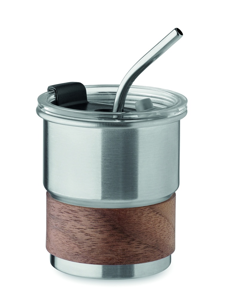 [MO2423-16] Bicchiere termico in acciaio inox da 260 ml (Argento metallizzato)