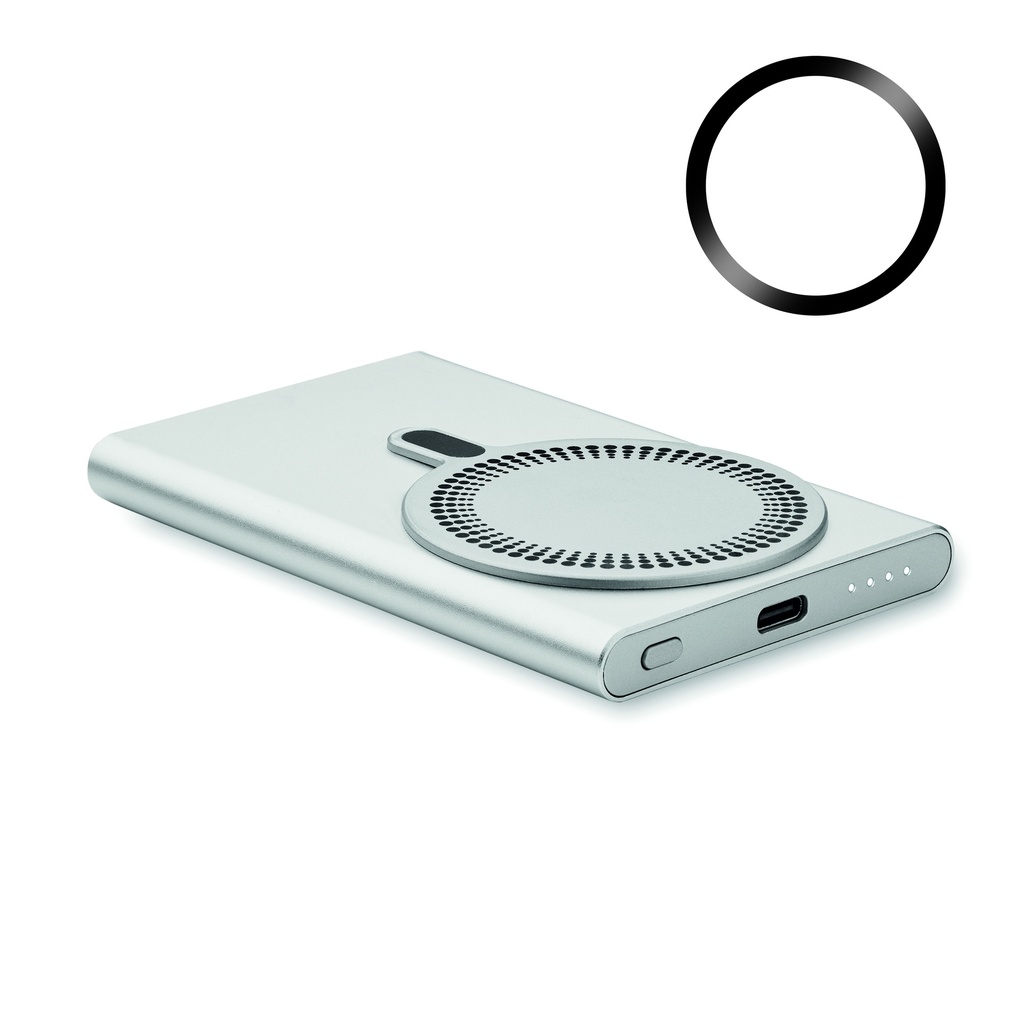 [MO2442-16] Power bank wireless da 5000 mah (Argento metallizzato)