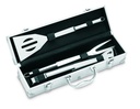 3 utensili per barbecue in custodia di alluminio