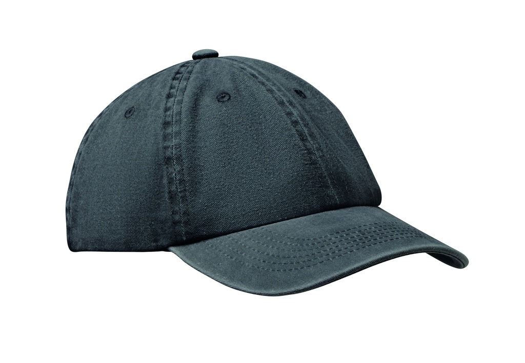 [MO2542-03] Berretto in cotone lavato a 6 pannelli (Nero)