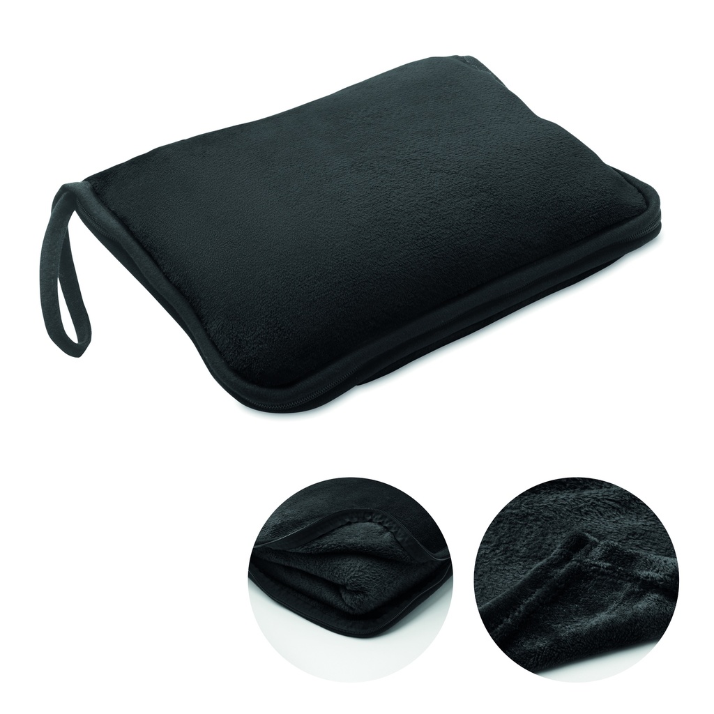 [MO2568-03] Coperta-cuscino da viaggio 2 in 1 (Nero)