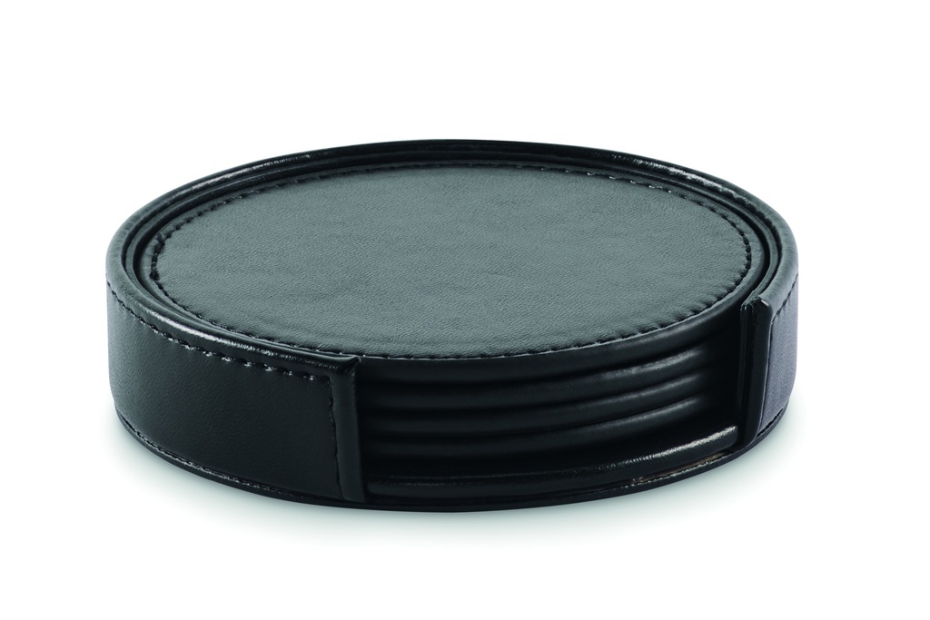 Set di 4 sottobicchieri in pu con supporto