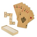 Domino in legno e carte in scatola