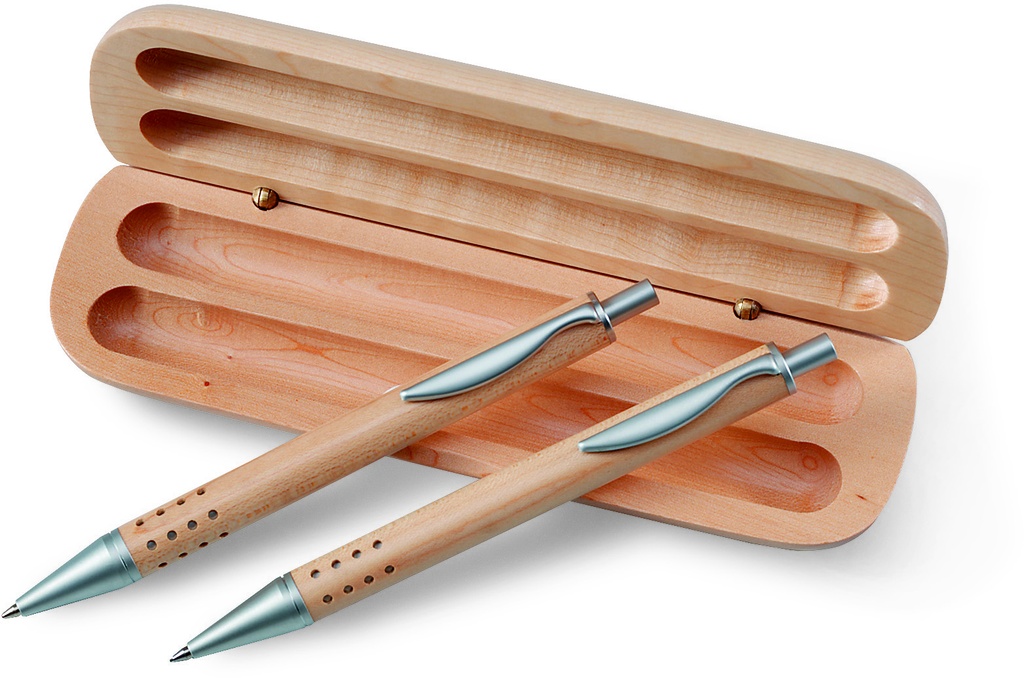 [KC1701-40] Set regalo di penne in scatola di legno.