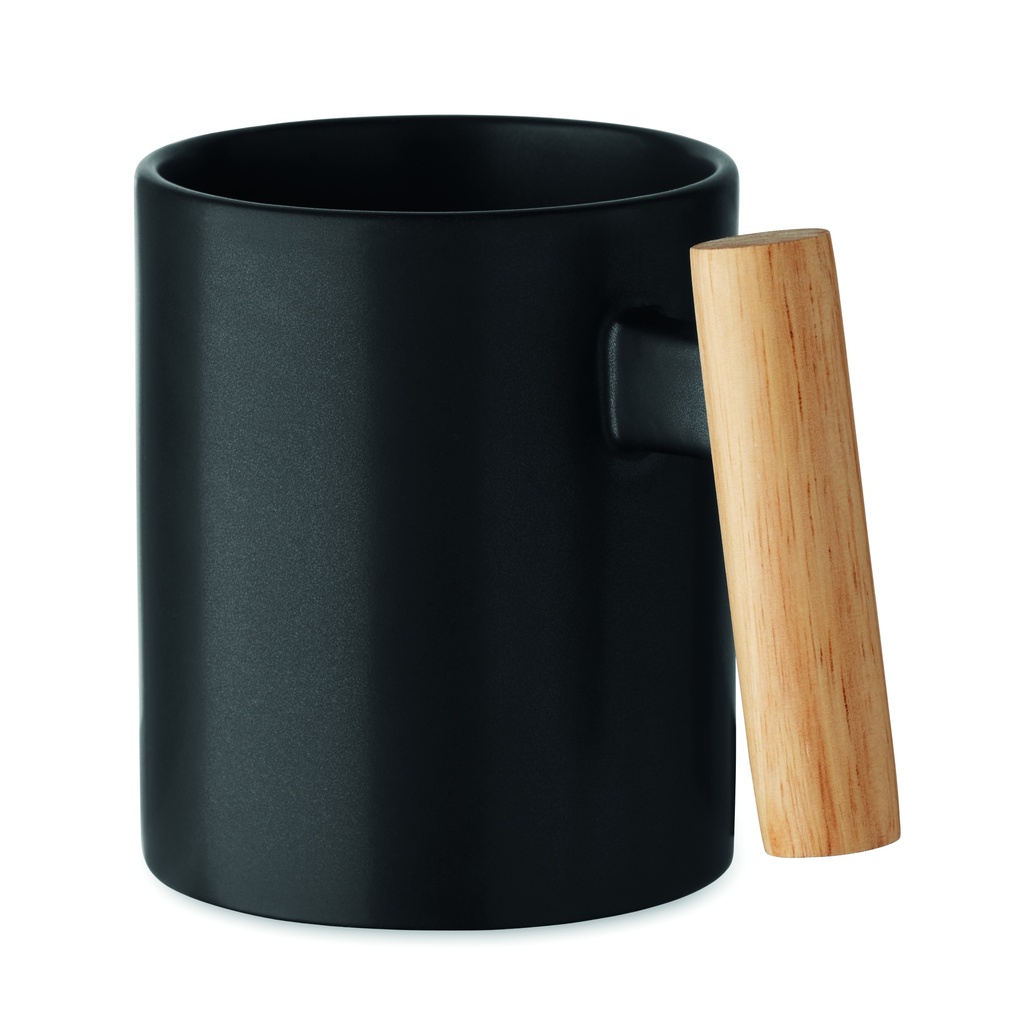 [MO2721-03] Tazza con manico in legno da 320 ml (Nero)