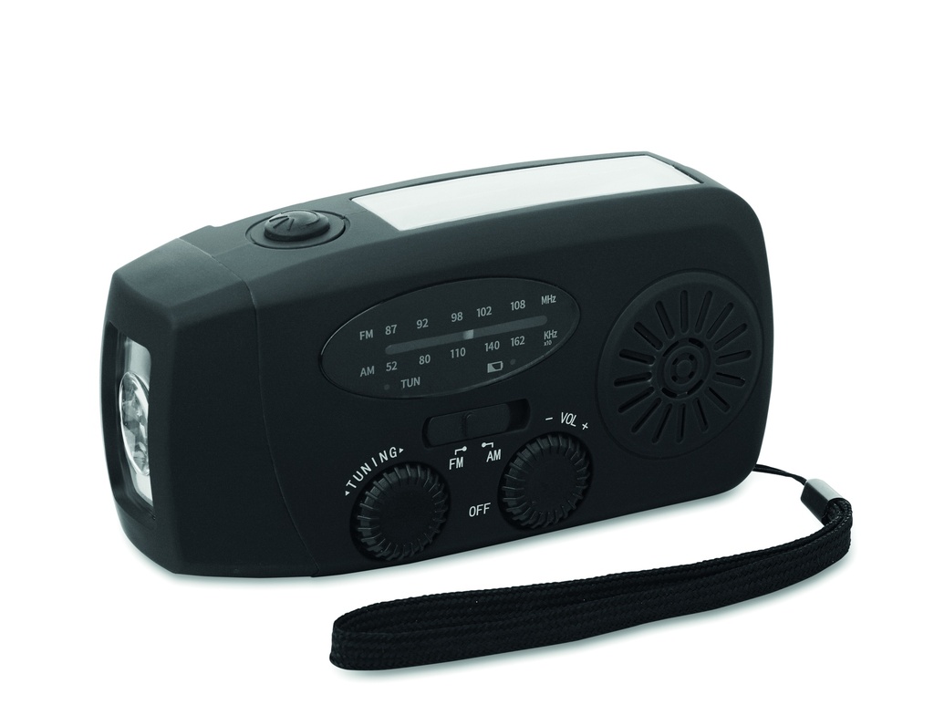 [MO2746-03] Radio torcia solare a manovella (Nero)