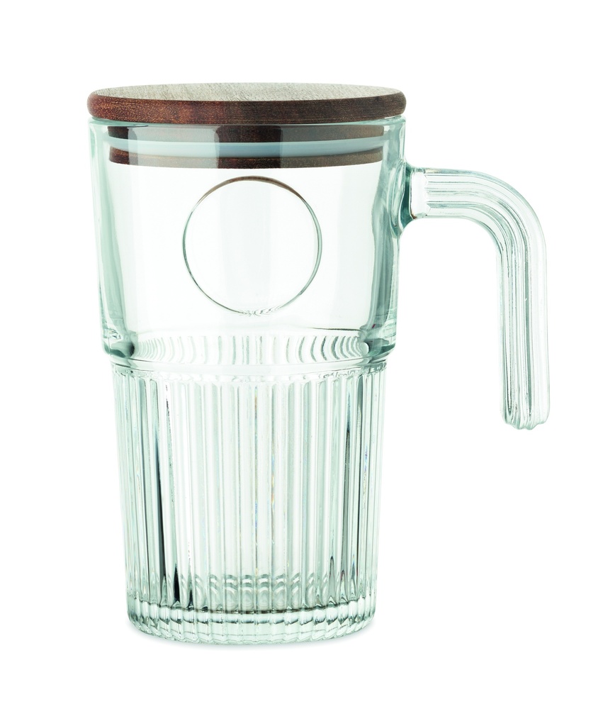 Tazza in vetro da 450 ml con coperchio