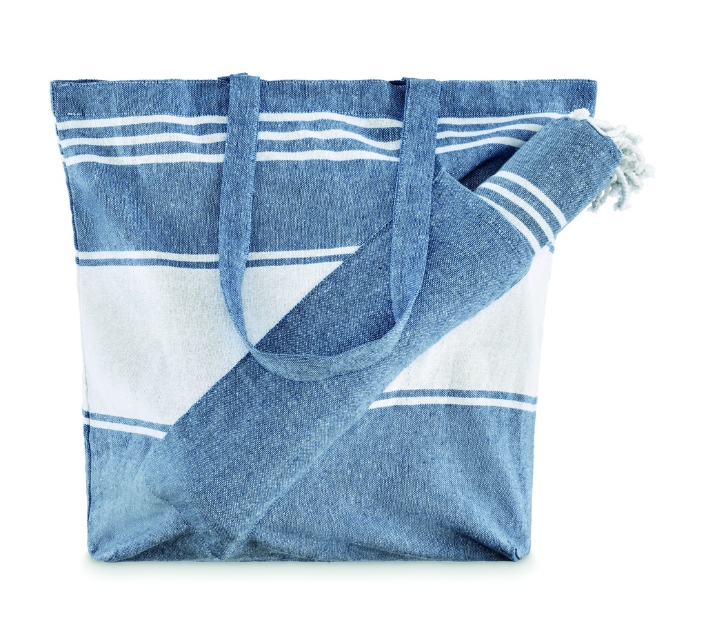 [MO2954-04] Borsa da spiaggia con asciugamano da hammam (Blu)