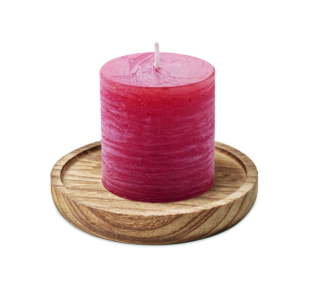 Candela su base rotonda in legno