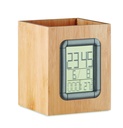 Portapenne in bambù e orologio lcd