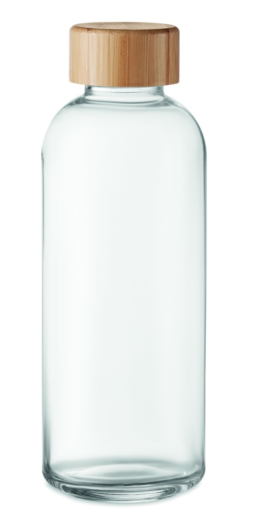 Bottiglia di vetro da 650 ml con tappo in bambù.