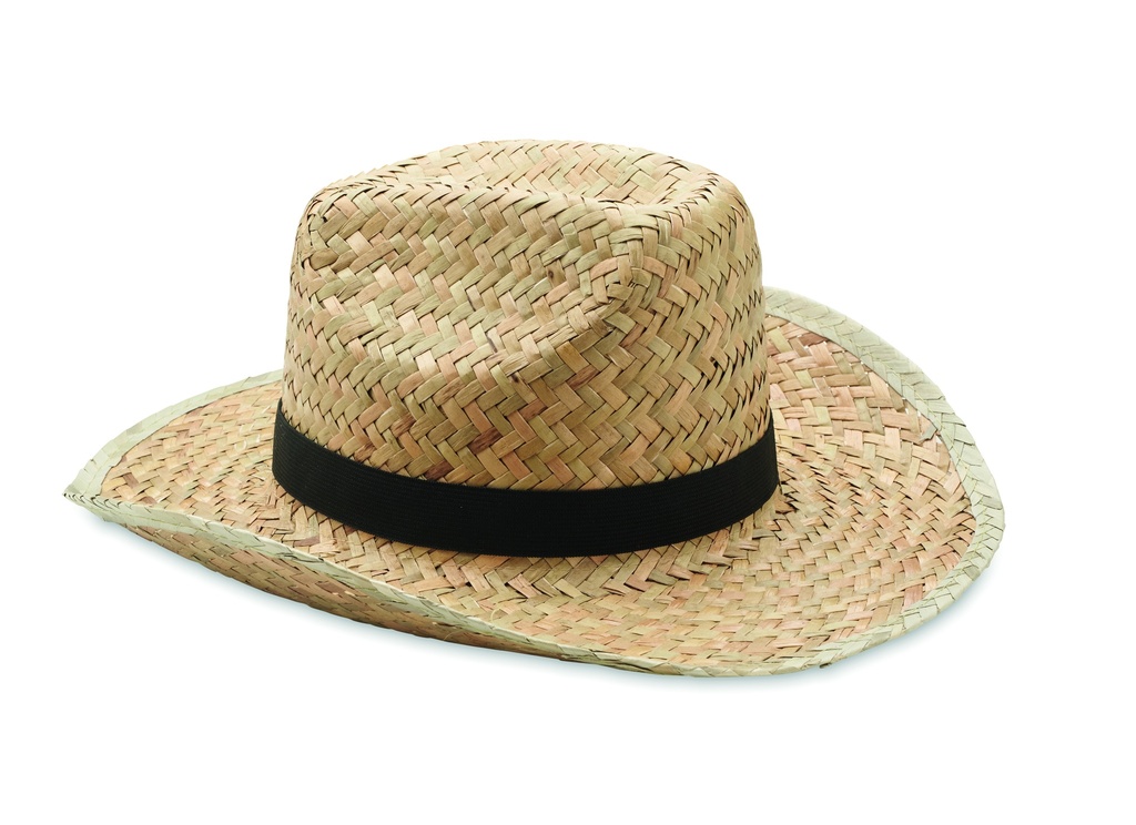 [MO6755-03] Cappello da cowboy in paglia naturale (Nero)