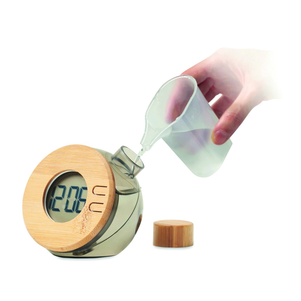 [MO6865-27] Orologio lcd in bambù alimentato ad acqua
