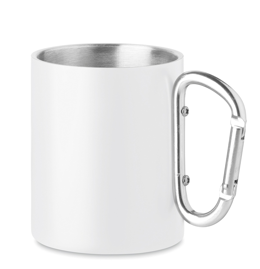 Tazza in metallo con manico a moschettone