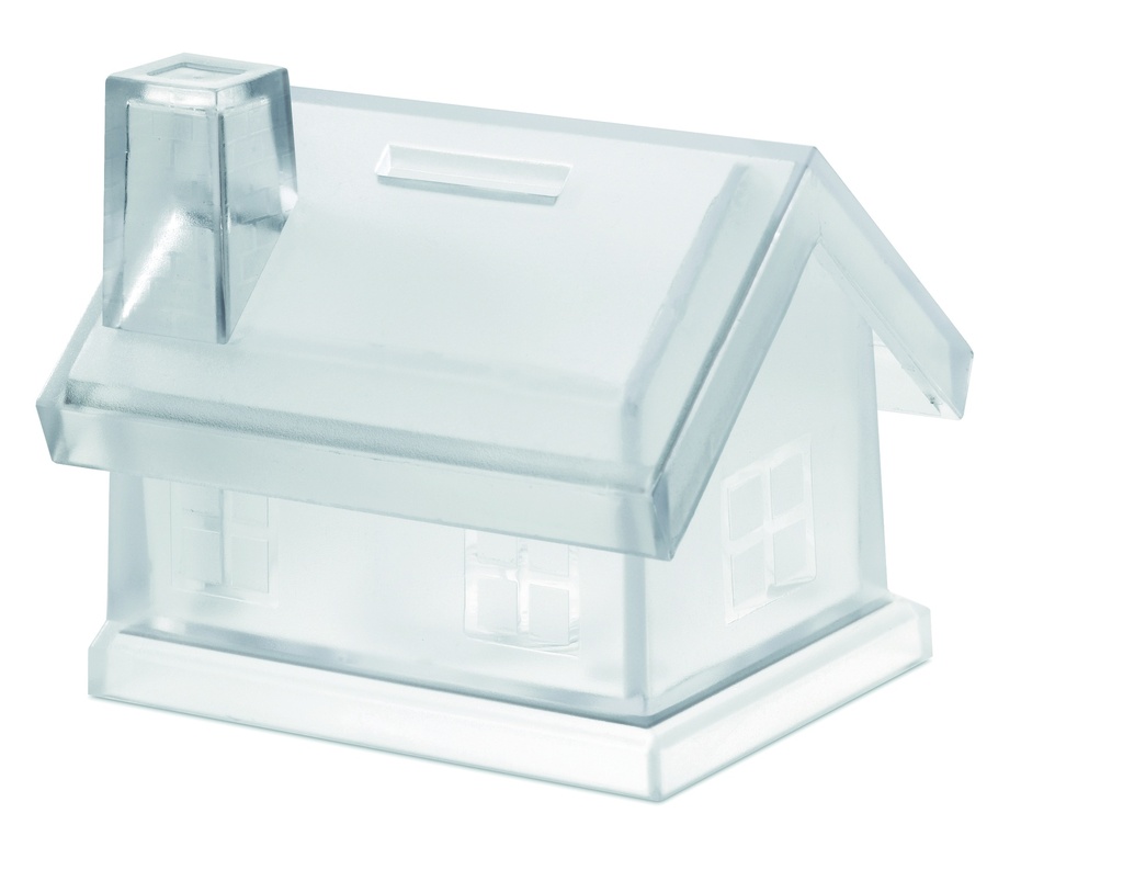 Salvadanaio a forma di casa in plastica