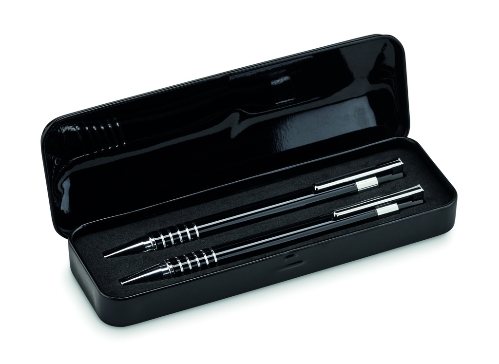 [MO7323-03] Set di penne a sfera in scatola di metallo (Nero)