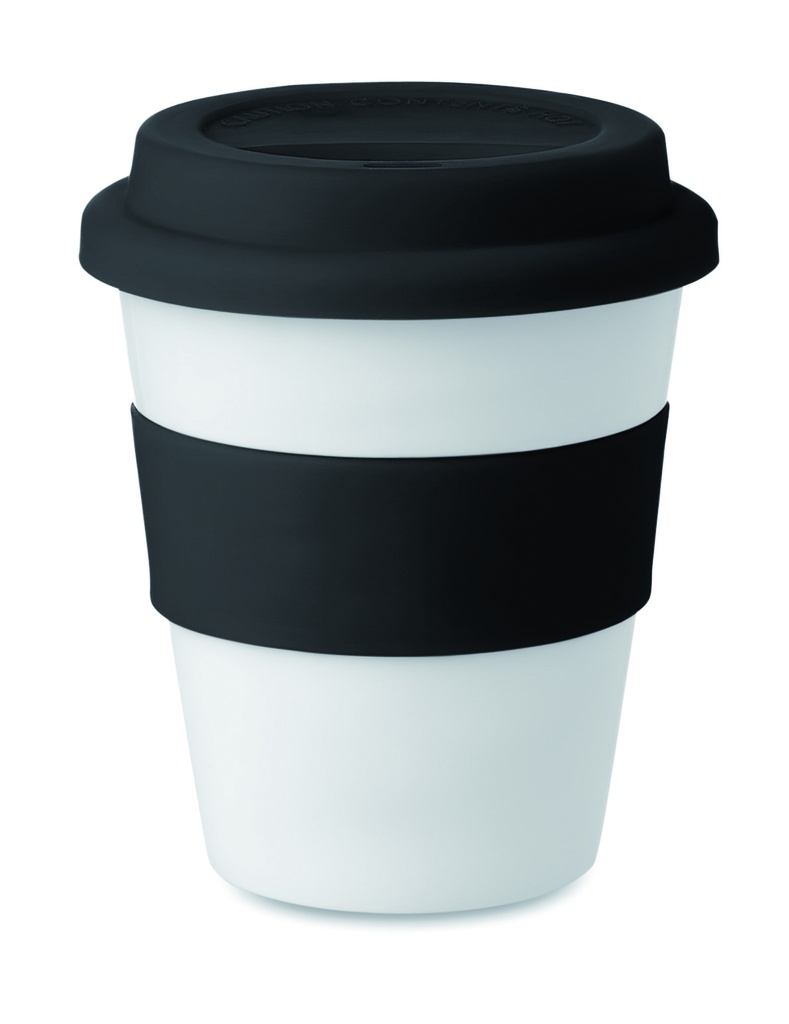 [MO8078-03] Bicchiere termico in pp con coperchio in silicone (Nero)