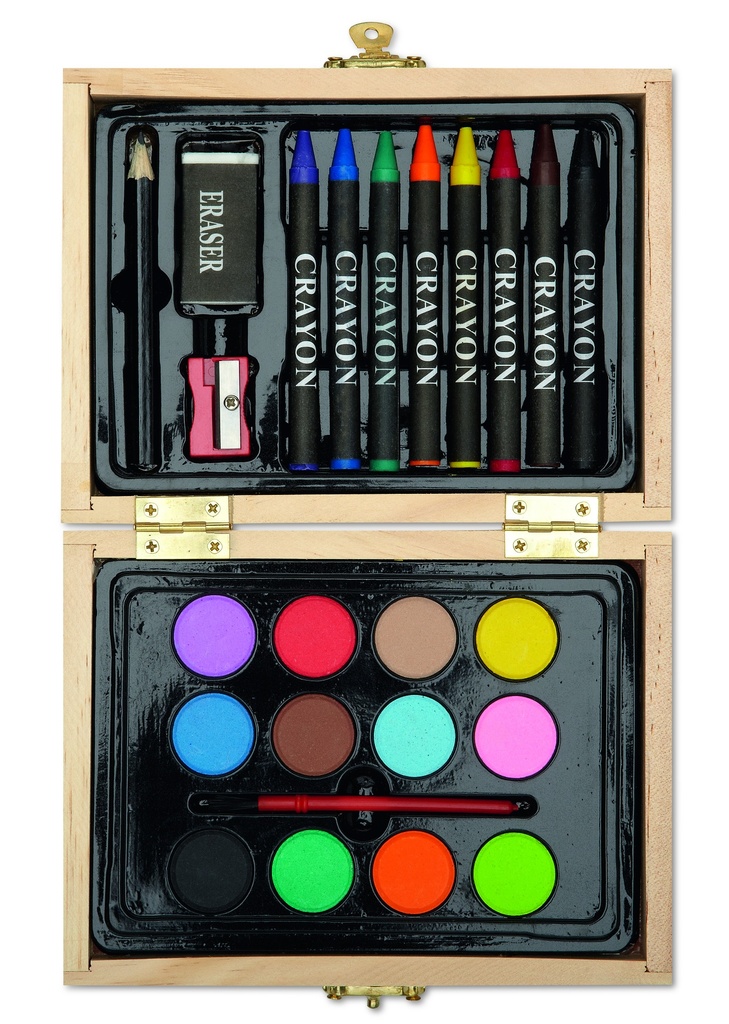 Set di dipinti in scatola di legno