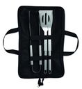 3 utensili per barbecue in custodia