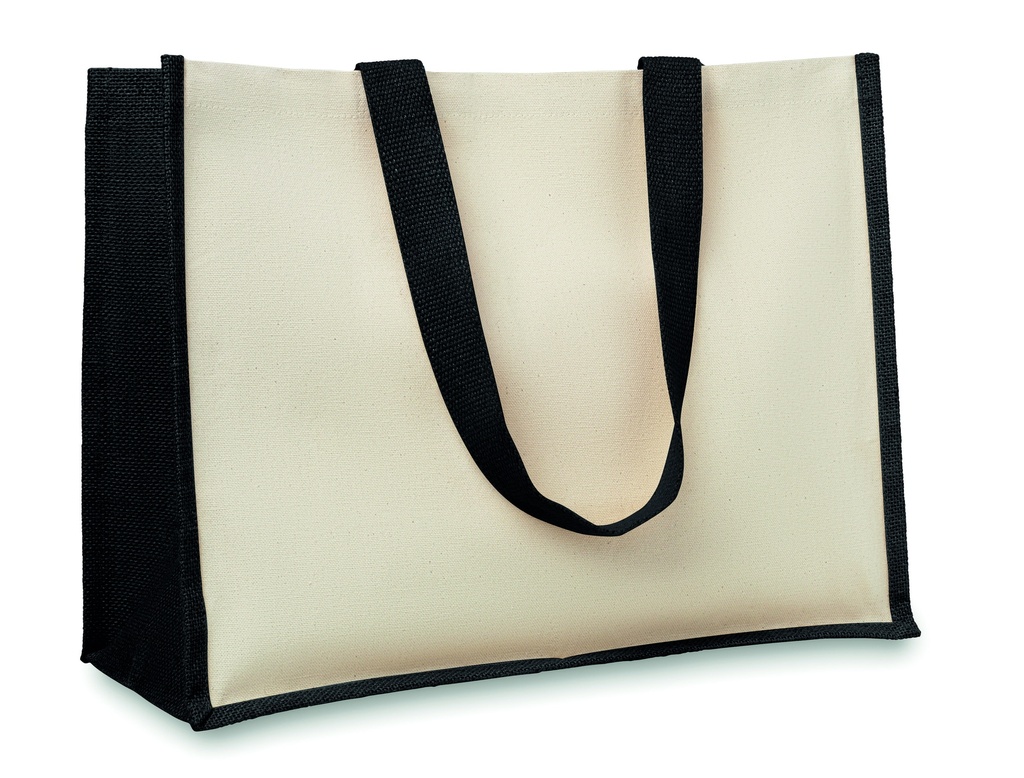 [MO8967-03] Borsa per la spesa in juta e tela (Nero)