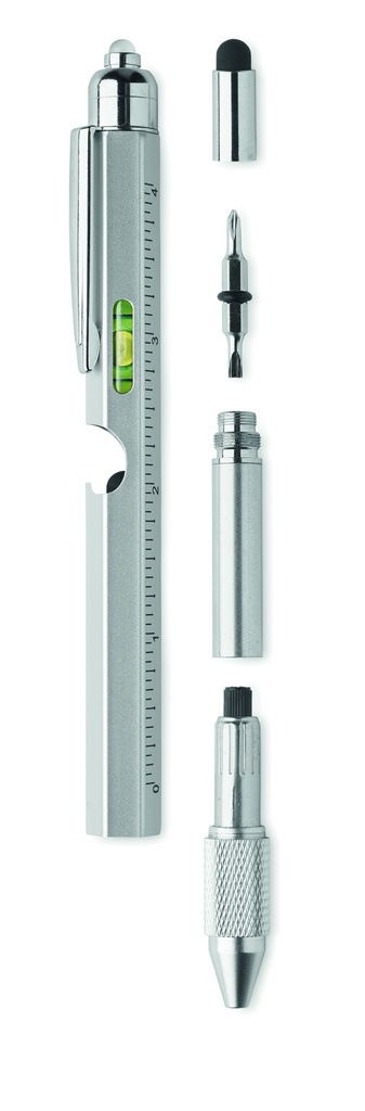[MO2072-16] Penna livella a bolla con righello (Argento metallizzato)