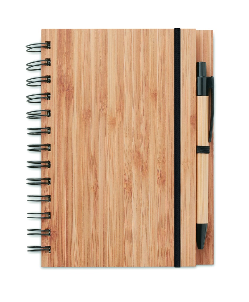 Quaderno in bambù con penna a righe