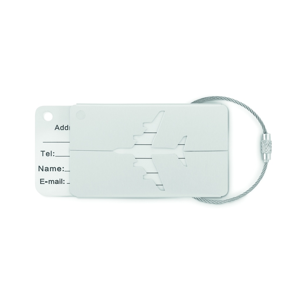 [MO9508-16] Targhetta per bagaglio in alluminio (Argento metallizzato)