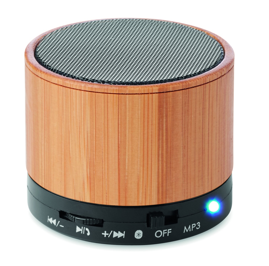 Altoparlante wireless rotondo in bambù