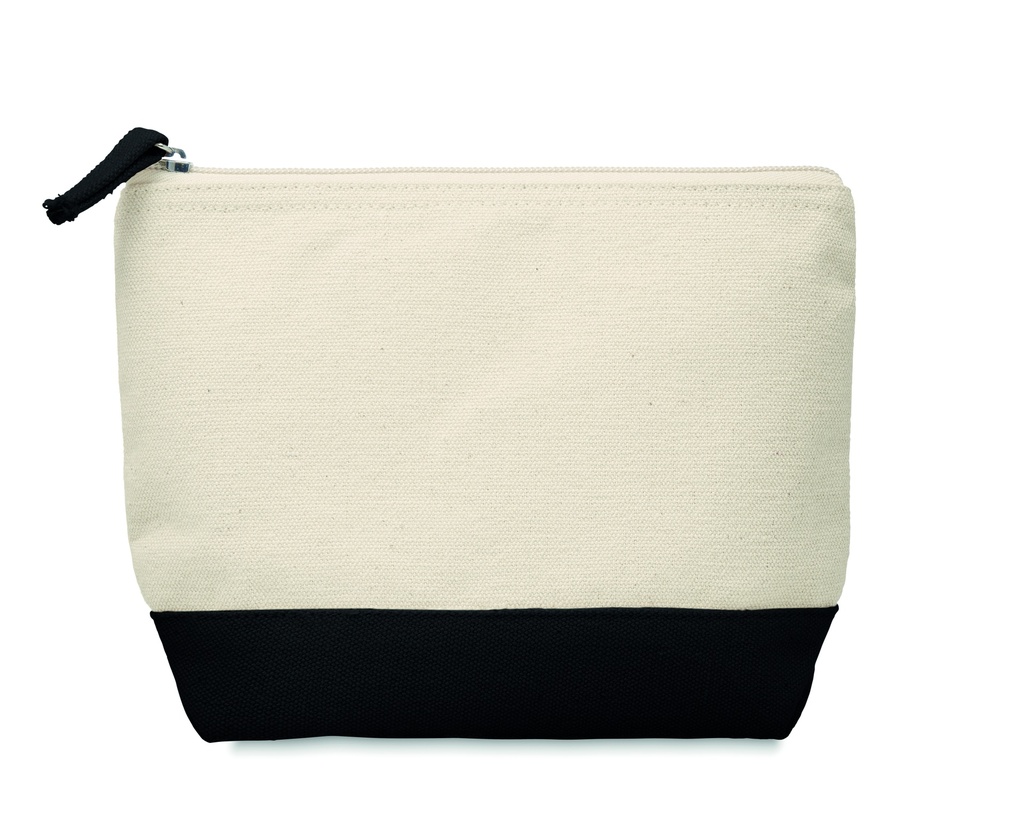 [MO9815-03] Pochette cosmetica in cotone bicolore (Nero)