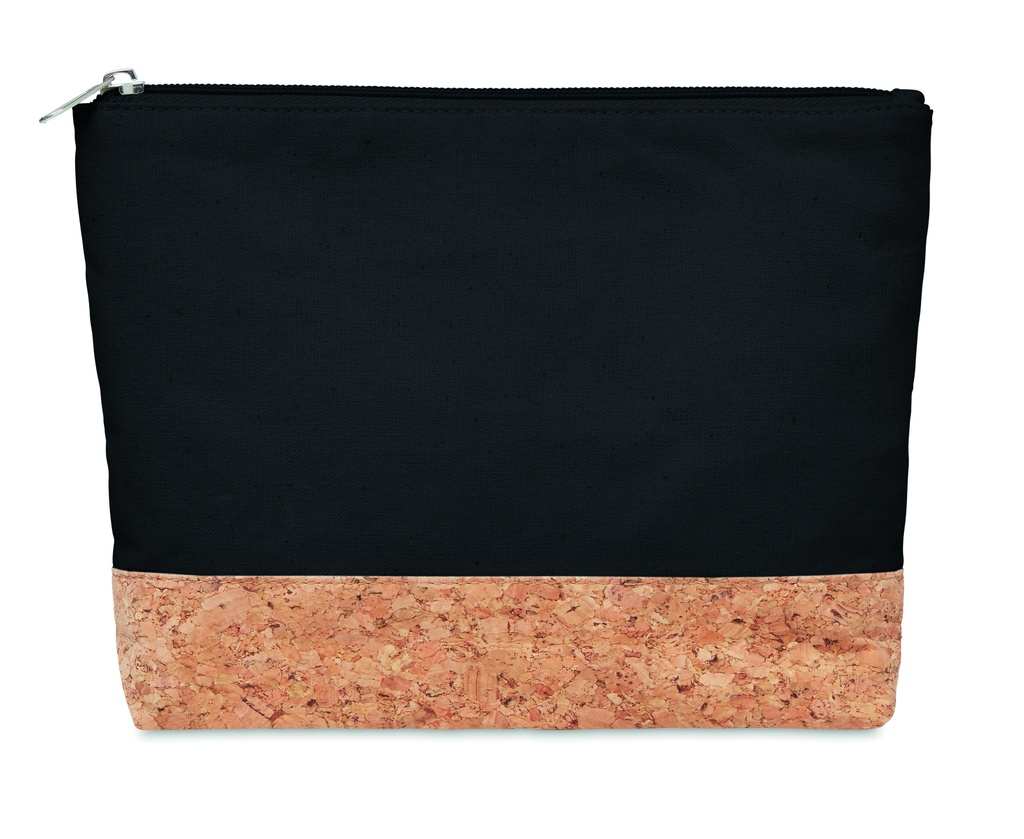 [MO9817-03] Pochette cosmetica in sughero e cotone (Nero)