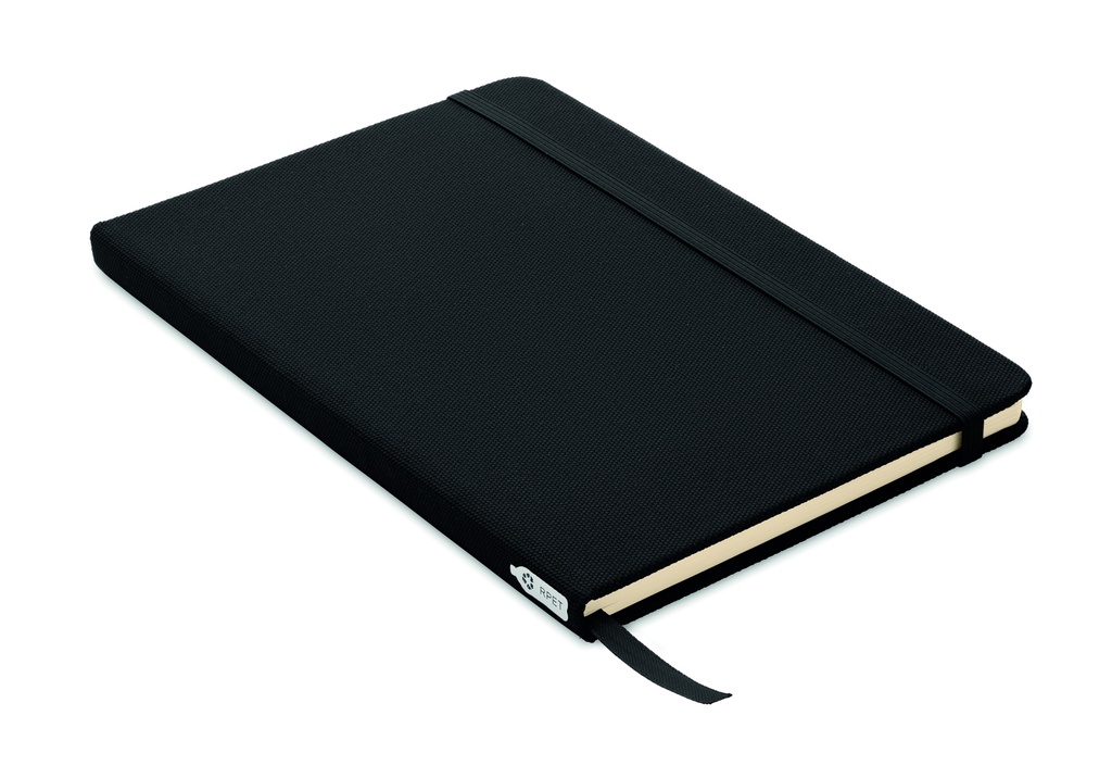 [MO9966-03] Quaderno A5 in rpet con 80 pagine a righe (Nero)
