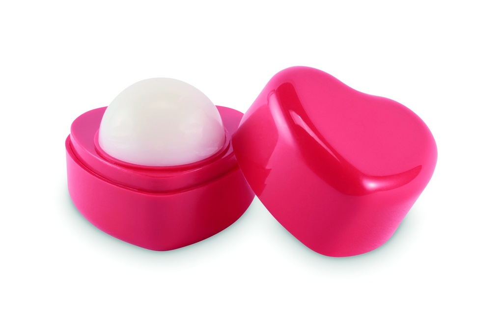 [MO2905-05] Balsamo labbra vegano in confezione a forma di cuore in pp (Rosso)