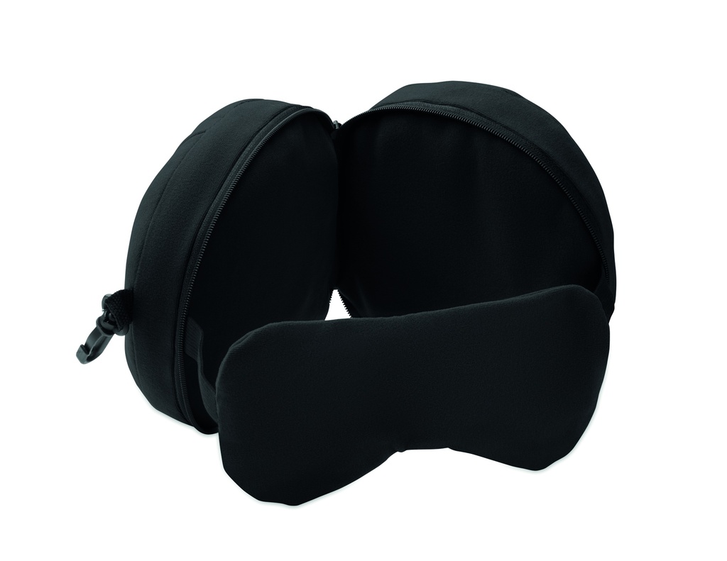 [MO2907-03] Cuscino da viaggio con mascherina per gli occhi (Nero)