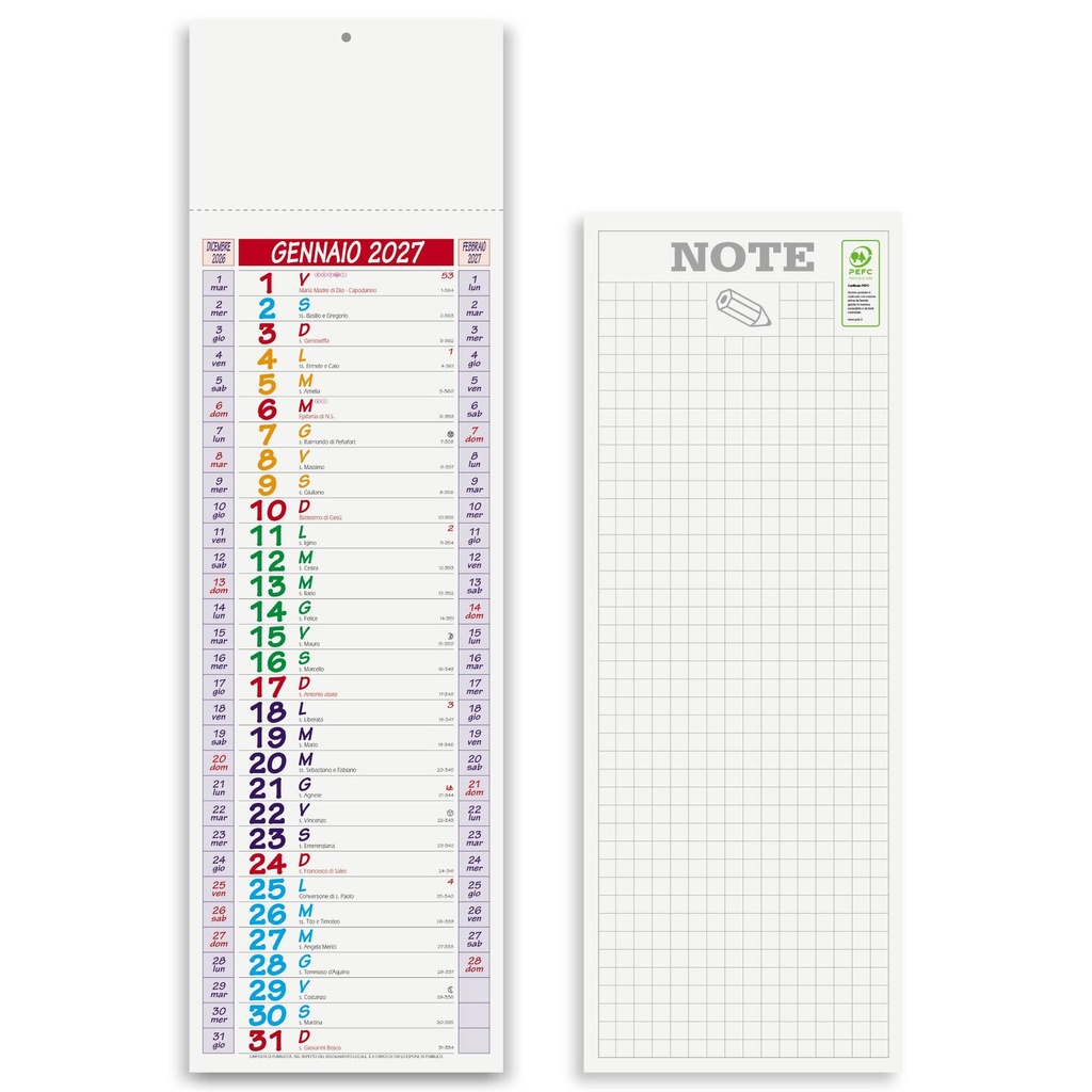 Calendario da muro Slim