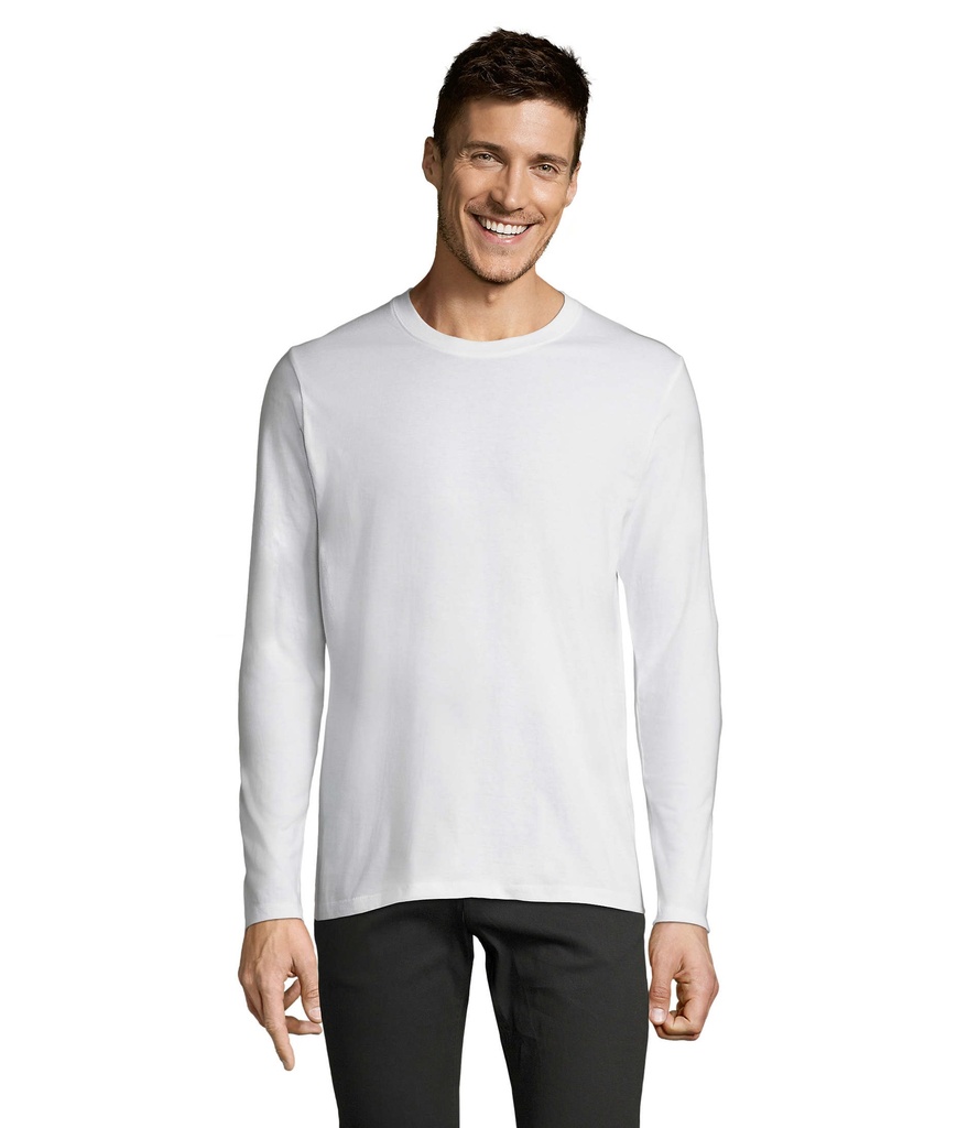 [324.S02074-BI-XS4XL] T-shirt bianca 190 uomo m/l girocollo - cotone jersey