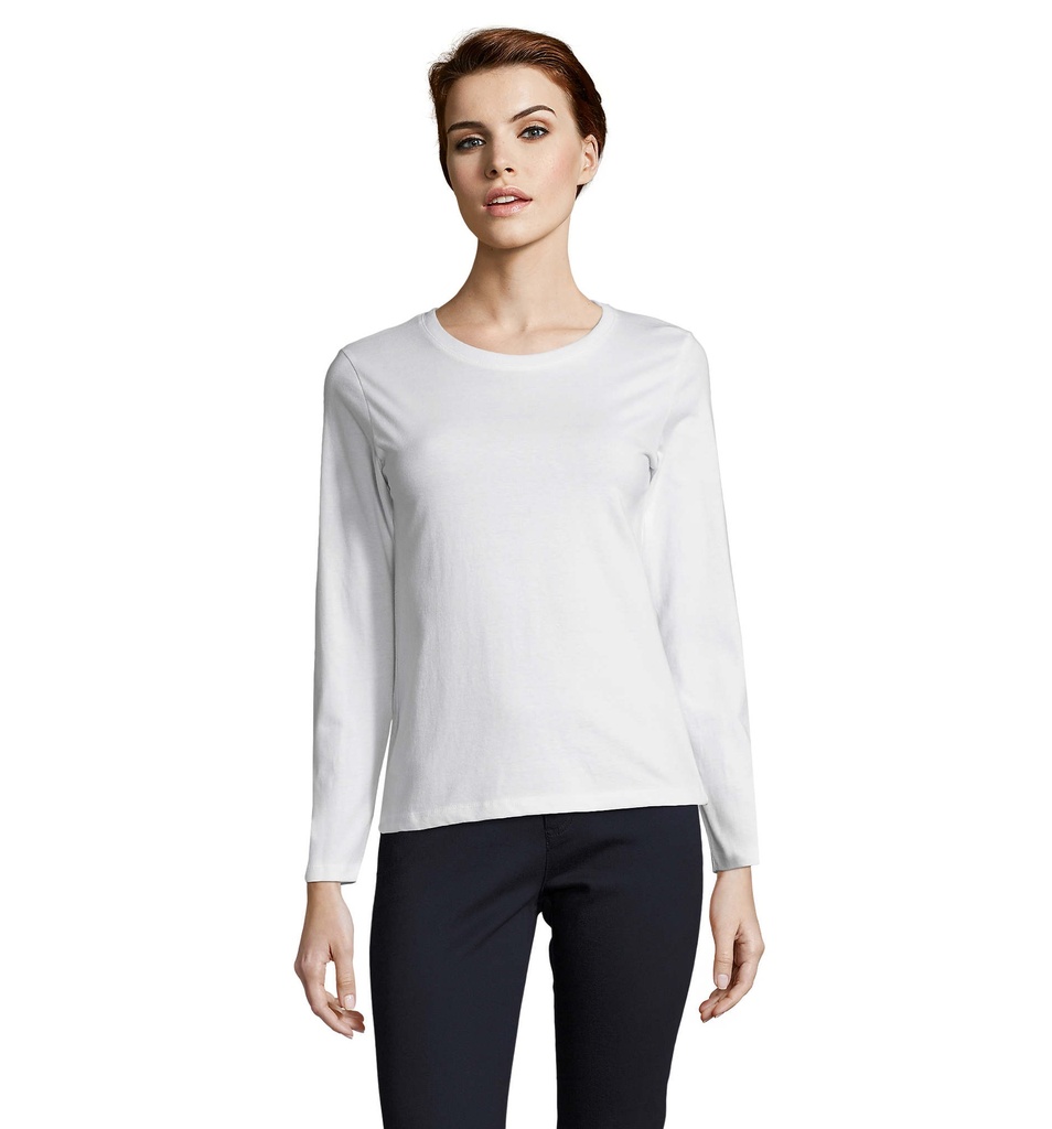 [324.S02075-BI-SXXL] T-shirt bianca 190 donna m/l girocollo - cotone jersey