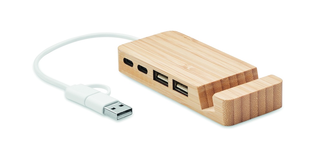 [MO2144-40] Hub USB a 4 porte in bambù