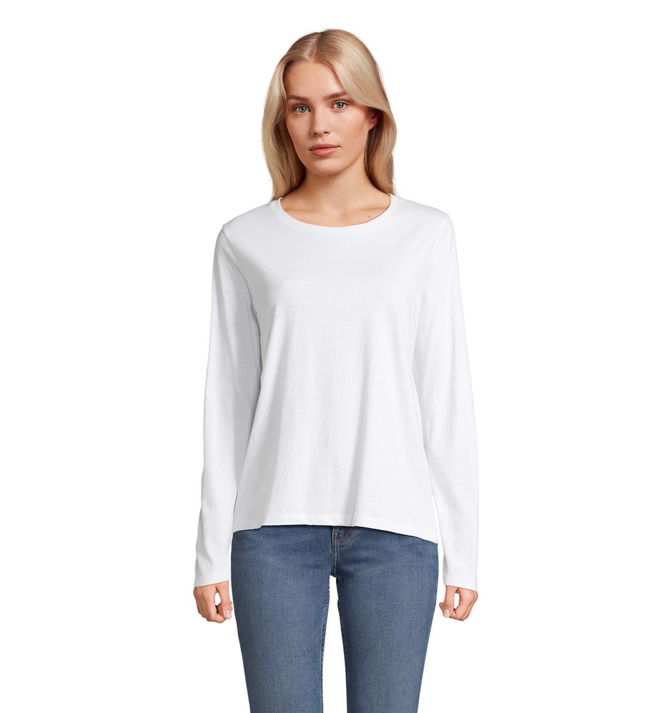 T-shirt bianca 150 donna m/l girocollo - cotone jersey