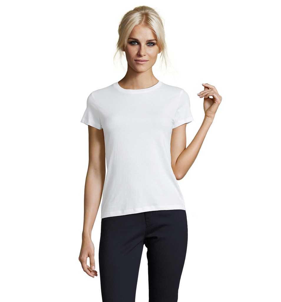 T-shirt bianca 150 donna m/c girocollo - cotone jersey