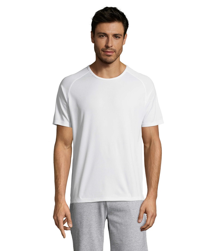 T-shirt bianca 140 uomo m/c girocollo - poliestere traspirante