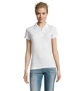 Polo bianca 180 donna m/c - cotone piquè pettinato - 3 bottoni in tinta