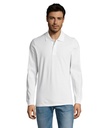 Polo bianca 180 uomo m/l - cotone piquè pettinato - 2 bottoni in tinta