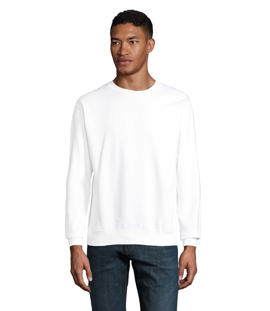 [324.S03814-BI-3XL5XL] Felpa spazzolata bianca 280 unisex 80% cotone 20% poliestere riciclato certificato GRS