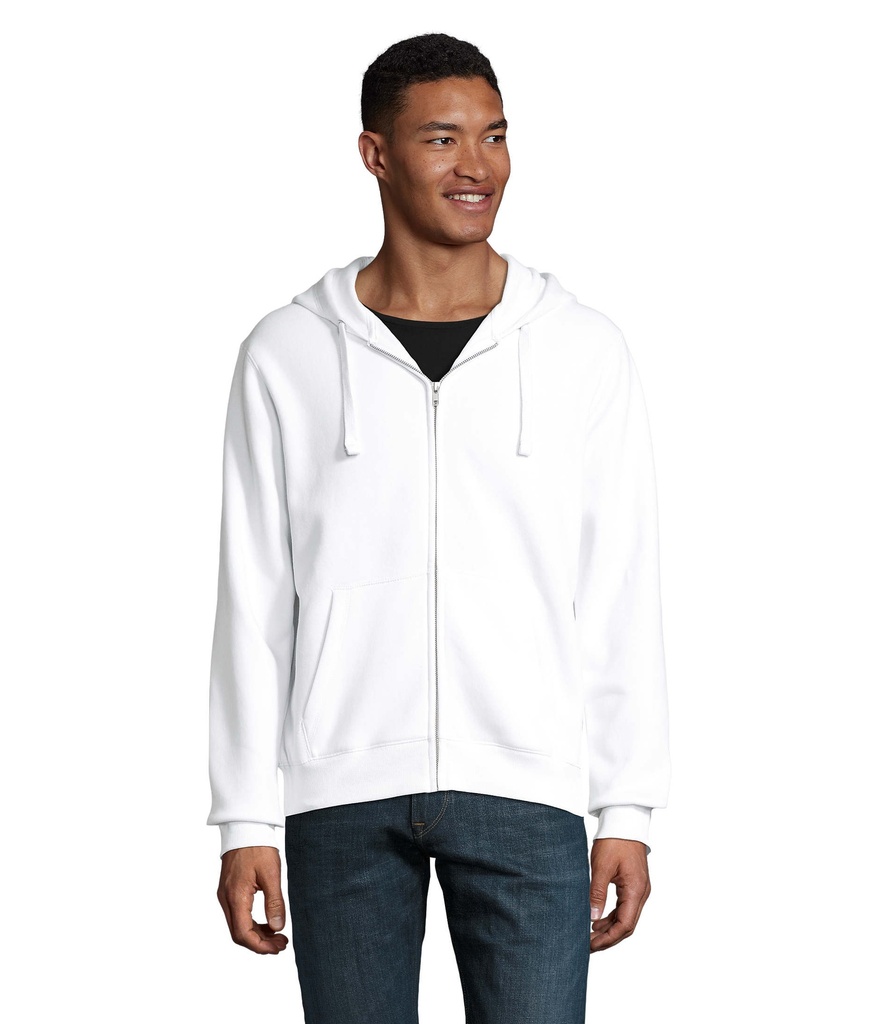 [324.S03105-BI-S3XL] Felpa bianca 280 uomo con cappuccio - 80% cotone 20% poliestere - full zip - interno spazzolato