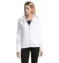 Felpa bianca 280 donna con cappuccio - 80% cotone 20% poliestere - full zip - interno spazzolato