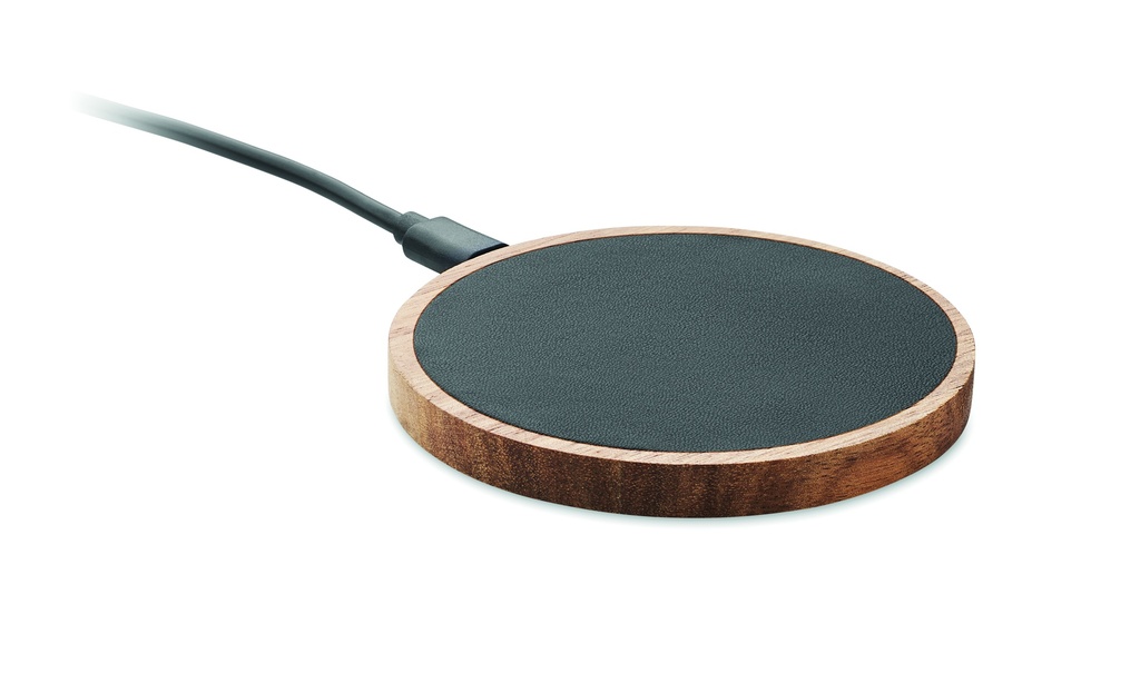 Caricabatterie wireless in legno di acacia da 15w