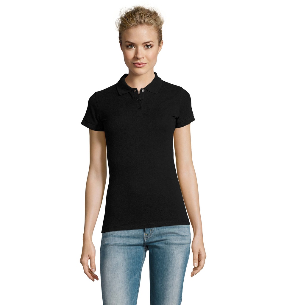 [324.S11347-CO-S3XL] Polo colorata 180 donna m/c - cotone piquè pettinato - 3 bottoni in tinta (3xl solo alcuni colori) (Nero)