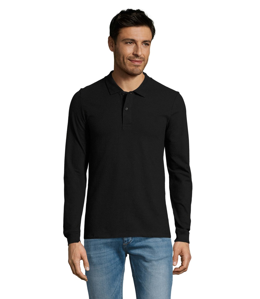 [324.S02087-CO-S4XL] Polo colorata 180 uomo m/l - cotone piquè pettinato - 2 bottoni in tinta (Nero)