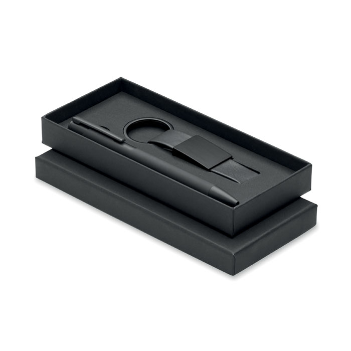 [MO3175-03] Penna e portachiavi in PU (Nero)